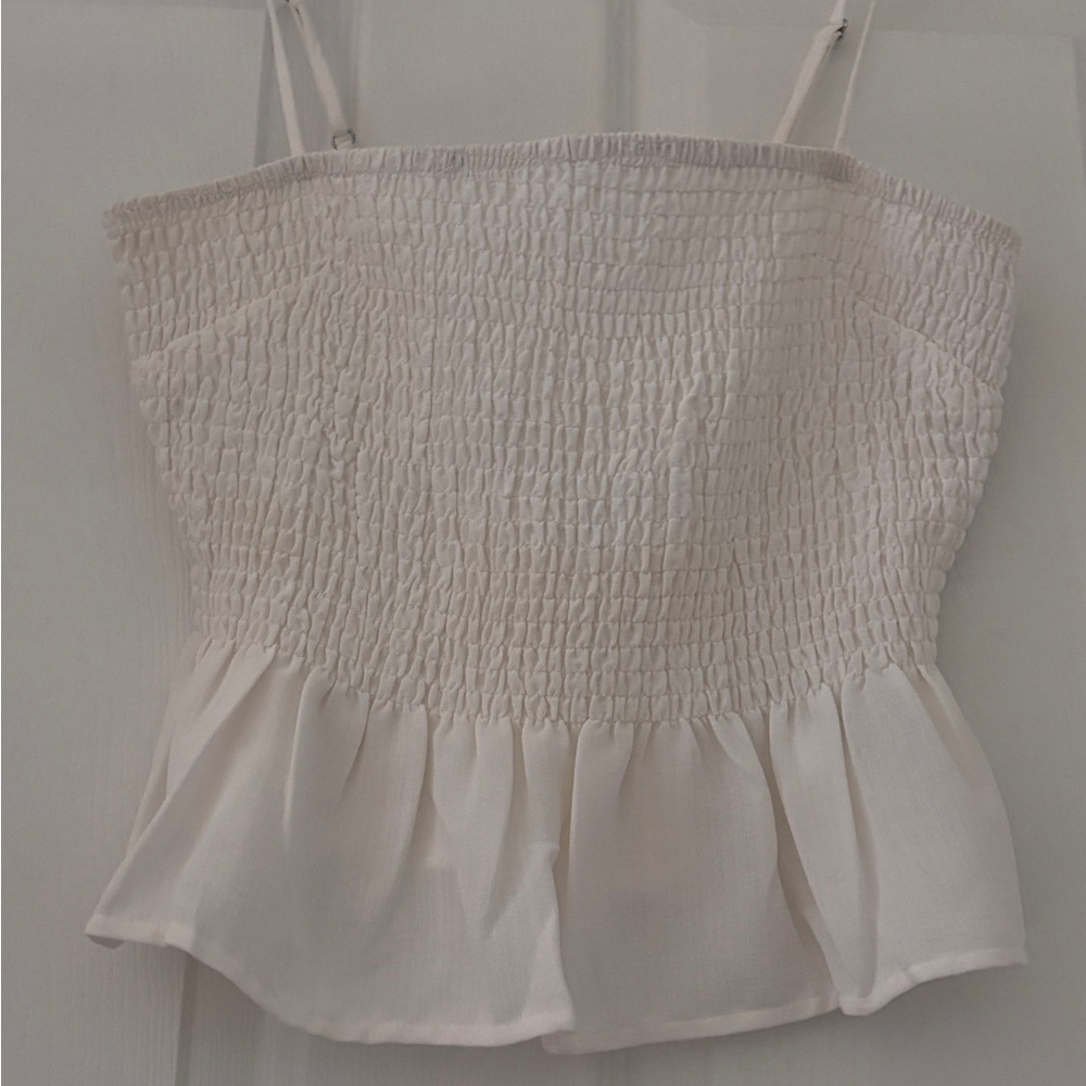 Dynamite White Smocked Women's Top